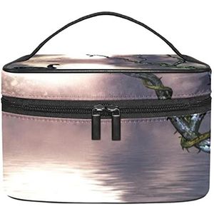 Zwarte zwaan op het meer make-up organizer tas, reismake-up tas organizer case draagbare cosmetische tas voor vrouwen en meisjes toiletartikelen, Meerkleurig, 22.5x15x13.8cm/8.9x5.9x5.4in