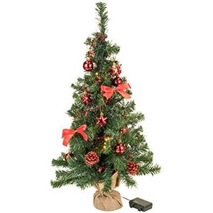 Bambelaa! Kunstkerstboom, 75 cm, versierd met ballen, sterren, dennenappels, strikken, slinger, en een lichtkettting met 20 ledlichtjes, 1 batterij