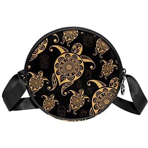 Messenger Bag Turtle Tortoise Boho Crossbody Tas voor Vrouwen Rond, Meerkleurig, 6.7x6.7x2.3 in, Sling Rugzakken