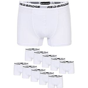 Redbridge Boxershorts voor heren, pak van 10 stuks, effen, slim katoen, stretch ondergoed, basic, wit, XL