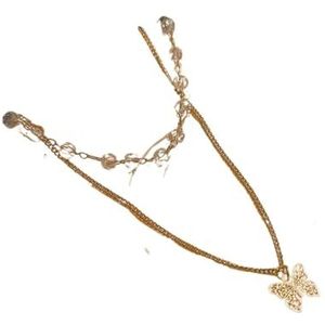 Trendy 14K gouden vlinderkristal dubbellaagse ketting hanger ketting compatibel met vrouwen temperament sieraden Ins