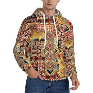 Jkkghll Afrikaanse Textiel Patchwork Print Mannen Hooded Warme Lichtgewicht Trui Voor Winter Herfst En Lente Casual Wear, Zwart, XS