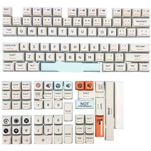 XDA-stijl keycapset in XDA-stijl, personaliseerbaar, van wit kunststof voor mechanische toetsenborden, geschikt voor Engelse en Russische lay-outs van sublimatie PBT-materiaal (Plastic US)