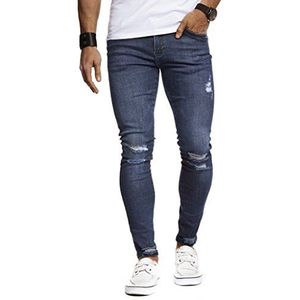 Leif Nelson Heren Jeans Broek Slim Fit Denim Blauw Grijs Lange Jeans voor Mannen Coole Jongens Witte Stretch Vrijetijdsbroek Zwarte Cargo Chino Zomer Winter Basic LN9145, donkerblauw, 31W / 32L