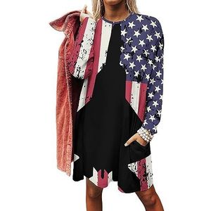 Patriottische F-22 Raptor Fighter Jet Amerikaanse vlag dames lange mouw tuniek tops casual ronde hals sweatshirts lange T shrits met zak