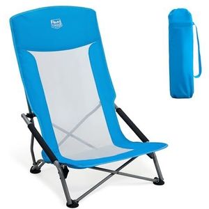 TIMBER RIDGE Strandstoel, inklapbaar, licht, hoge rug, campingstoel, opvouwbaar, met lage stoelpoten, ademende rugleuning van netstof