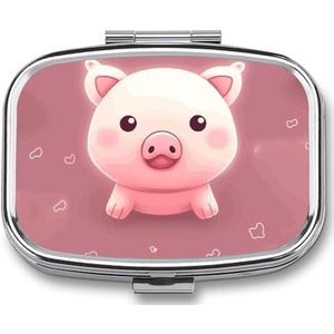 Lachende pillendoos 2 compartimenten medicijnorganisator draagbare pillencontainer vierkante pillenhouder voor zak reizen pillenetui voor portemonnee