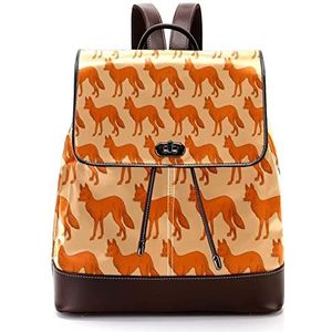 Gepersonaliseerde casual dagrugzak tas voor tiener oranje dier vossen patroon schooltassen boekentassen, Meerkleurig, 27x12.3x32cm, Rugzak Rugzakken