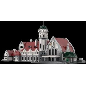 Modulaire oude treinstation bouwstenen set, MOC Street Scene Series treinstation modelbouwset, 9527 stuks architectuur klem bouwstenen speelgoed for volwassenen