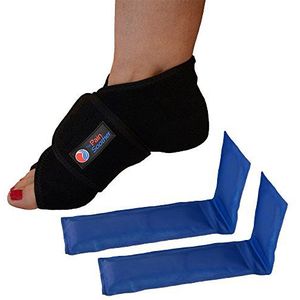 De Pijn Soother Herbruikbare Hot Foot & Cold Ice Pack Wrap voor Plantar Fasciitis, Arch Pain, Pijnvoeten, Zwelling - Extra Gel Pack Inbegrepen, Zwart S/M Zwart