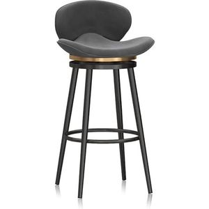 JAVYPPT 360° draaibare barkrukken met rug, moderne fluwelen gestoffeerde tegenkrukstoelen met gouden metalen frame barstoelen voor keukeneiland, bar, bar (grijs (zwarte poot), 1 stuks)