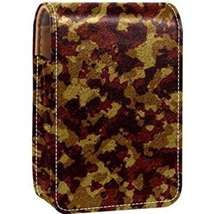 Awesome Army Camouflage Draagbare Lipstick Case voor Reizen,Mini Lipstick Opbergdoos met spiegel voor Vrouwen Dames, Lederen Cosmetische Pouch, Meerkleurig, 9.5x2x7 cm/3.7x0.8x2.7 in