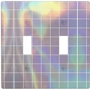 ZhaoYuGoods Reflecterende vierkante print wandplaat, dubbele tuimellichtschakelaar outlet cover 2-Gang 11,4 cm x 11,4 cm, PC decoratieve voorplaat voor thuis en kantoor