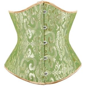 VCODWCSJO Retro patroon onderkant taille riem korte innerlijke slijtage buik paleis taille riem jacquard taille clip body shaper-groen-XS