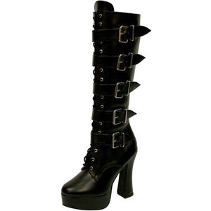 Pleaser Electra-2042 Dameslaarzen met korte schacht, Blk Faux Leather, 44 EU