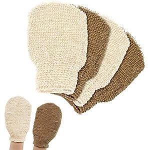 Peeling Handschoenen - Natuurlijke Massagehandschoen Ramie - 4 Stuks - Milieuvriendelijk - Wasbare Douchehandschoenen