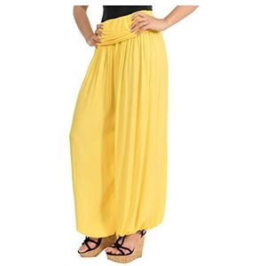 Malito 1482 pofbroek voor dames in effen kleuren, harembroek om in te dansen, Aladinbroek om te chillen, vrijetijdsbroek, donkergeel, 34/42 NL