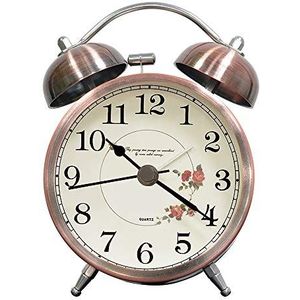 lunaoo Analoge wekker, zonder tikken, geruisloos, retro wekker, geruisloos, dubbele bel, luide wekker, nostalgie, kinderwekker met nachtlampje