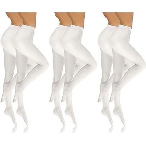 Sesto Senso Dames panty 6 pack gekleurde microvezel semi-ondoorzichtig 40 Den, 6 paar - Wit, XL