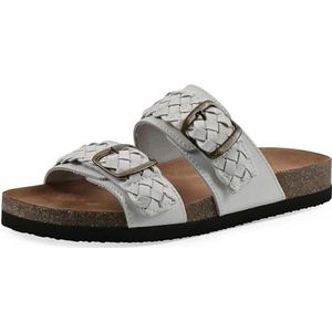 WHITE MOUNTAIN Hey Platte sandaal voor dames, Wit leder, 35 EU