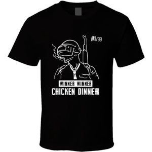 PUBG Game Winner Chicken Dinner Log Shirt Black White Tshirt Men's S