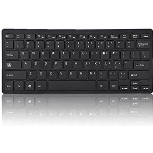 Bedraad toetsenbord met 78 toetsen, ultradun USB-toetsenbord met booghoekontwerp voor desktopcomputer, laptop, mini-gamingtoetsenbord (zwart)