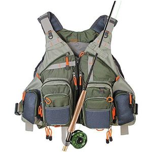 Kylebooker Vliegvissen Vest Vissers Mesh Verstelbare ademende heren en dames jas Outdoor jassen gilet jas (Green)