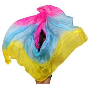 Buikdans zijden sjaal buikdans zijden sluiers 200 cm 250 cm 270 cm hand gegooide sjaal sjaal geel oranje roze paars verloop grote maten buikdanssjaal (kleur: Sk911600, maat: XL-270cm-114cm)