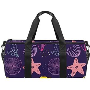 Barrel Sporttas, Bruin Geel Grijs Cartoon Kat Patroon Gym Workout Tas voor Vrouwen en Mannen Lichtgewicht Duffle Bag, Kleur2, 45x23x23cm/17.7x9x9in,