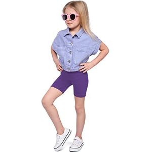 SOFTSAIL Chlk Katoenen leggings voor meisjes, 1/2 lengte tot op de knie, ademend, wielrennen, shorts, fietsen, dansen, school, Paars, 10-11 ans