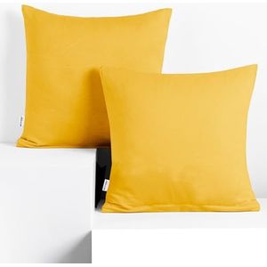 DecoKing Amber-kussenslopen 50 x 50 cm, jersey, 100% gekamd katoen, rits, geel, 2 stuks