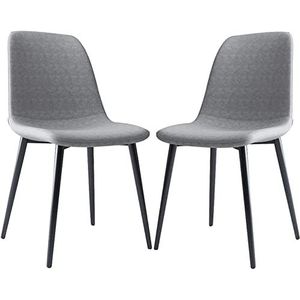 GEIRONV Leren eetkamerstoel set van 2, for balie lounge woonkamer receptie stoel met ergonomische rugleuning en metalen poten Eetstoelen (Color : Dark Gray, Size : 90 * 36 * 41cm)