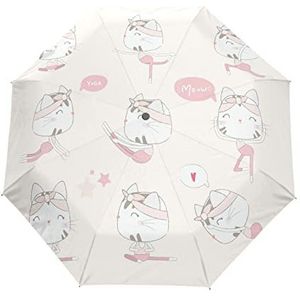 Baby Dier Leuke Roze Konijn Automatische Opvouwbare Paraplu UV Bescherming Auto Open Sluiten Vouwen Zon Blokkerende Paraplu's voor Reizen Vrouwen Jongens Meisjes
