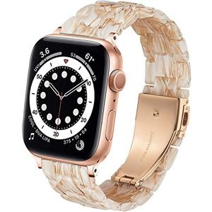 DEALELE Band Compatibel met iWatch 38mm 40mm 41mm, Kleurrijke Resin Hars Vervanging Horlogebandje voor Apple Watch Series 8/7 / 6/5 / 4/3 / SE Women Men, Zijde wit