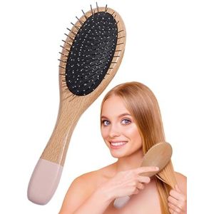 BSEID Haarkam voor dames, gladmakende haarborstel | Houten ontwarrende borstel voor vrouwen met zachte haren, haarmassagekam, haarverzorgingskam voor vrouwen, mannen, meisjes