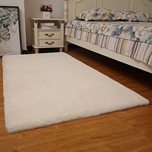Natuurlijke Faux Konijnenbont Tapijt Ultra Zachte Pluche Extra Grote Dieren Tapijten Woonkamer Wol Shaggy Pluizig 30 Mm Dik,Beige,200 x 300 cm