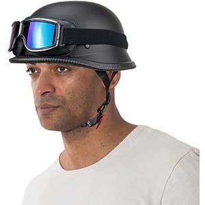 Motorfiets baseballpet - Half Shell Hard -stijl | Retro Ball Helm Met Bril Vizier Duitse Stijl Half Voor Cruiser Scooter Chopper Leryveo