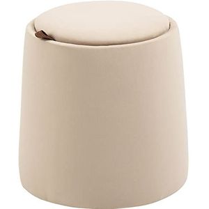 HOMCOM 2-in-1 Ottomaanse kruk, ronde gestoffeerde kruk, voetenbank met opbergruimte, afneembaar deksel in fluweellook, bijzettafel voor woonkamer, slaapkamer, beige, Ø44 cm x 47,5 cm