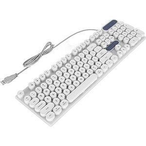 Gamingtoetsenbord, USB-aansluiting Ergonomisch Waterdicht Bedraad Computertoetsenbord voor AIO (Punk wit)