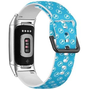 Sport-zachte band compatibel met Fitbit Charge 5 / Fitbit Charge 6 (Key Circle Repeated On) Siliconen Armband Strap Accessoire, Siliconen, Geen edelsteen