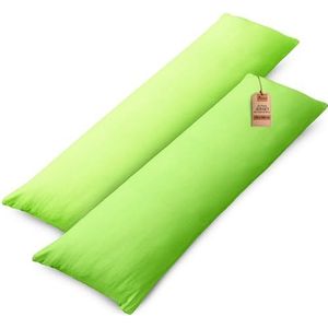 NatureMark 2-pack jersey kussensloop kussenslopen zijslaper hoofdkussen nekkussen vele maten en kleuren OEKO-TEX (40 x 145 cm (zijslaper/zoogkussensloop), appelgroen)