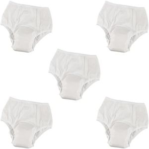 5 Set wasbare absorberende incontinentiehulp, katoenen ondergoed voor vrouwen, 2XL, wit