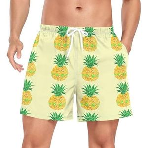 Niigeu Cool Tropical Ananas Fruit Zwembroek voor heren, sneldrogend, met zakken, Leuke mode, M