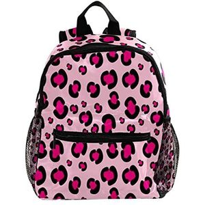 Girly Roze Roze Luipaard Print Patroon Leuke Mode Mini Rugzak Pack Bag, Meerkleurig, 25.4x10x30 CM/10x4x12 in, Rugzak Rugzakken