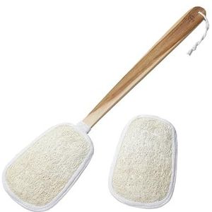 FAAY Loofa natuurlijke peeling loofah rugreiniger op de steel met loofa sponspads navullingen - Loofa Body Bad- en doucheborstel met lange steel voor mannen en vrouwen