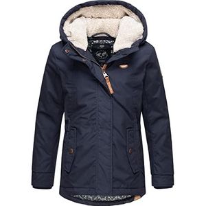 Ragwear Elvina 128-152 Winterjas voor meisjes, outdoorjas met capuchon, Donkerblauw, 128 cm