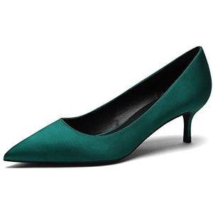 Vrouwen Stiletto Lage Midden Hakken Pumps Mode Puntige teen slip op Schoenen Groen 38 EU