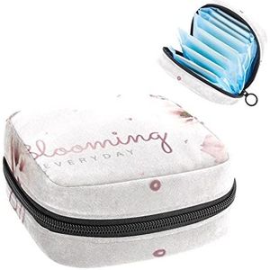 Blooming Everyday Roze Bloeiende Fowers,Periode Pouch Draagbaar,Tampon Opbergtas,Tampon Houder voor Portemonnee Vrouwelijke Product Organizer, Meerkleurig, 4.7x6.6x6.6 in/12x17x17 cm