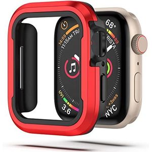 V-MOTA Aluminiumlegering behuizing combinatie van zacht rubber (TPU) en luchtvaartkwaliteit aluminium, compatibel met Apple Watch Series 6/5/4/SE, iWatch (40 mm, rood)