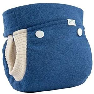 Popolini Easyfree Wool middenblauwe buitenluier, binnenluier, inzetstuk en buikband (S (~ 2,5-5 kg))